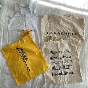 4 Tote Bags: Warby, Parachute, Brooklinen, Charlotte Stone
